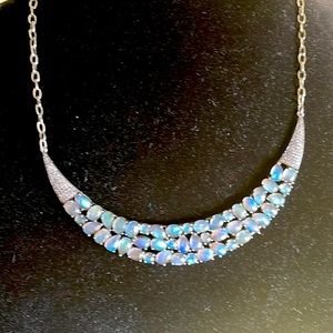 Labradorite and champagne diamond collar necklace